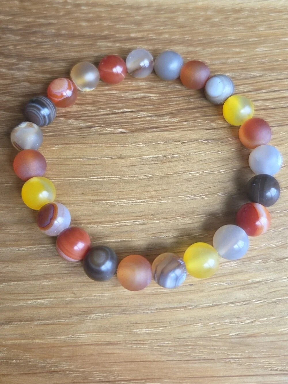 Carnelian & Agate Beaded Stretch Beaded Bracelet | Handmade